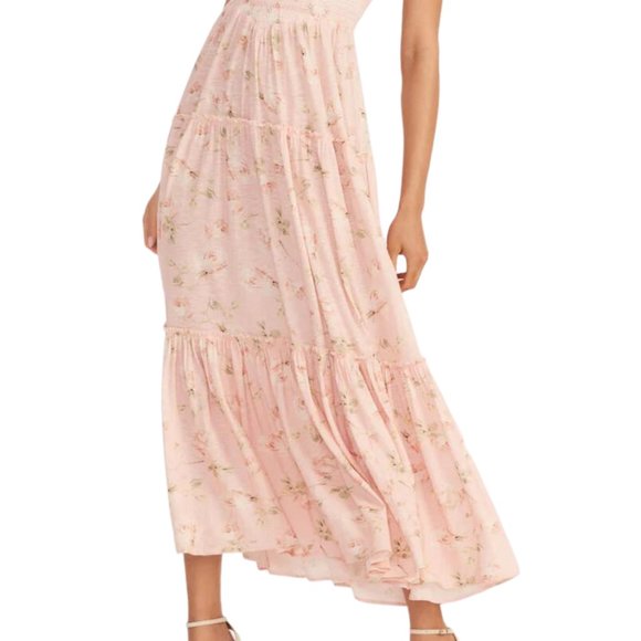LoveShackFancy Women's "Chessie" Ballet Pink Floral Smocked Maxi Dress - Picture 4 of 12